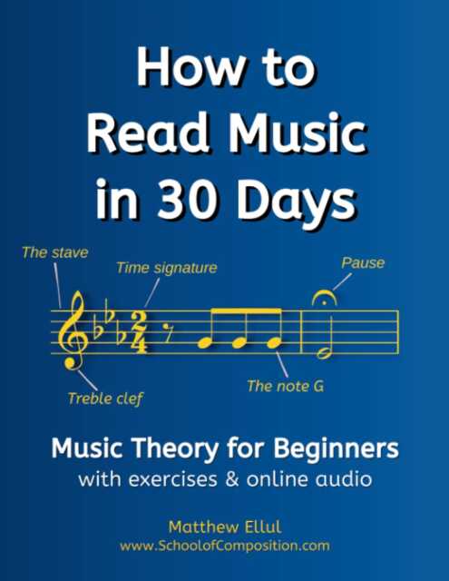 how to read music in 30 days: music theory for beginners with exercises & online audio (practical musical theory)